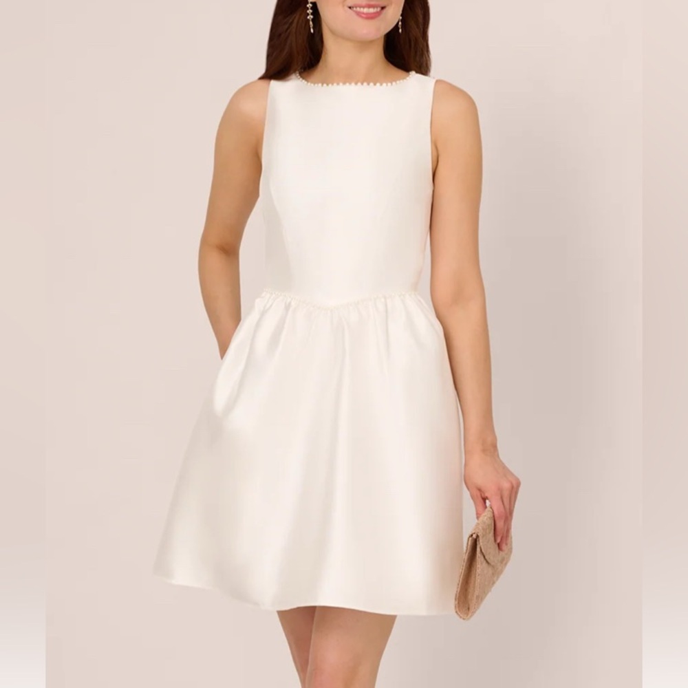 Adrianna Papell White Pearl Mini Dress